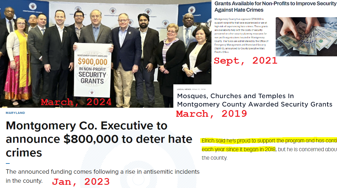 Headlines on Repeat in “Safe and Inclusive” MoCo: Once Again, Thousands Doled Out to “Deter Hate”